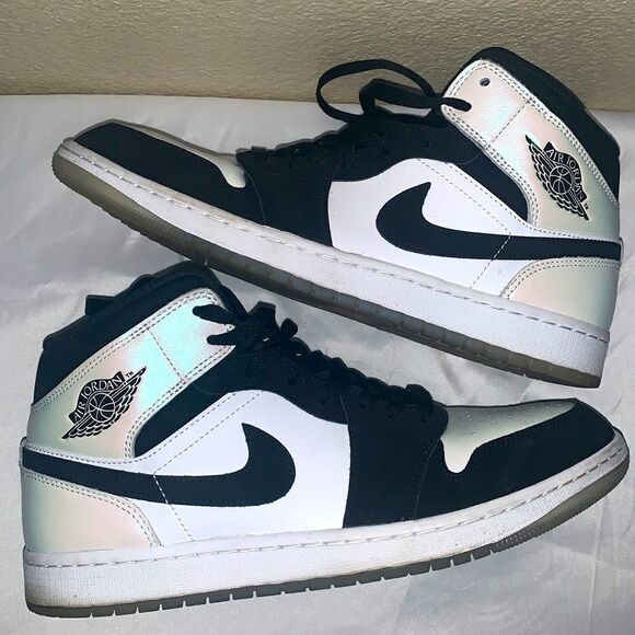 Air Jordan 1 Mid Diamond size 11 black and white excellent condition